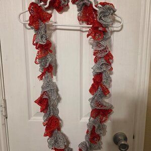 SALE! The Ohio State University Crocheted Scarlet and Gray Infinity scarf EUC